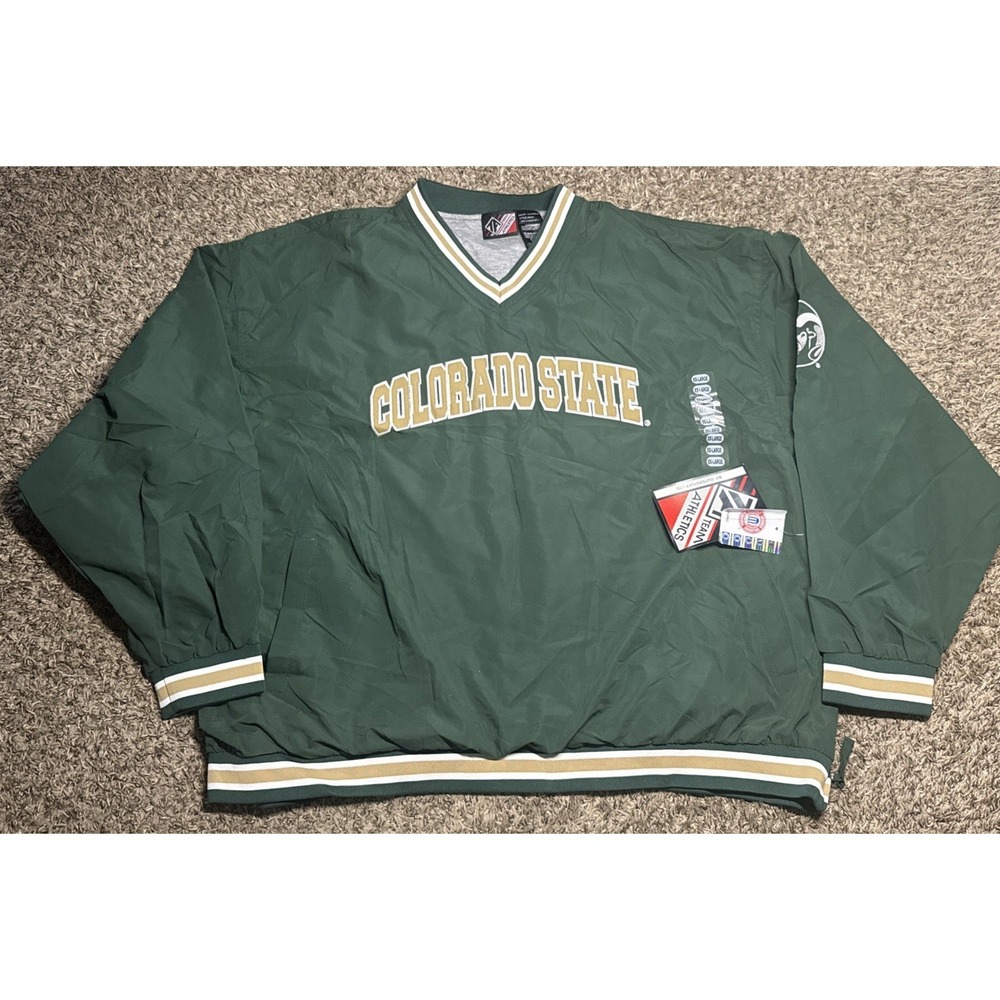 NEW Vtg Team Athletics Colorado State Rams Stitched Windbreaker Pullover (2XL)